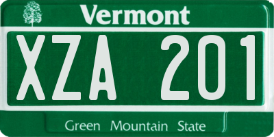 VT license plate XZA201
