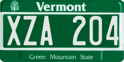 VT license plate XZA204