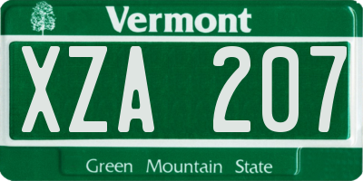 VT license plate XZA207