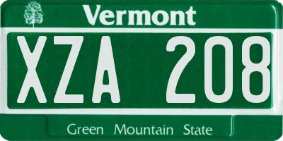 VT license plate XZA208
