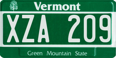 VT license plate XZA209