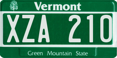 VT license plate XZA210
