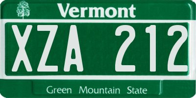 VT license plate XZA212