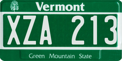 VT license plate XZA213
