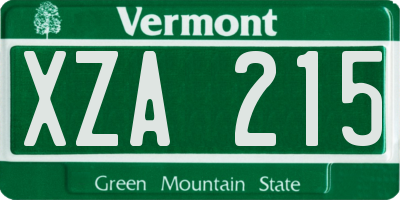 VT license plate XZA215
