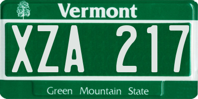 VT license plate XZA217