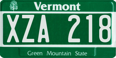 VT license plate XZA218