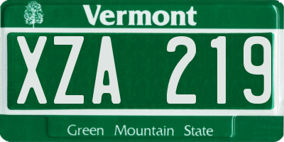 VT license plate XZA219