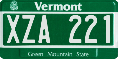 VT license plate XZA221