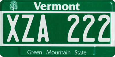 VT license plate XZA222