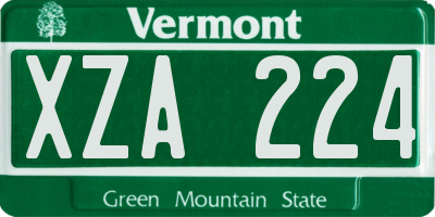 VT license plate XZA224