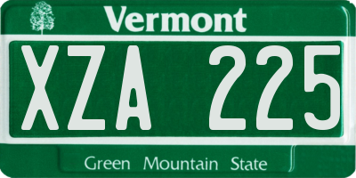 VT license plate XZA225