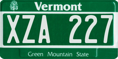 VT license plate XZA227