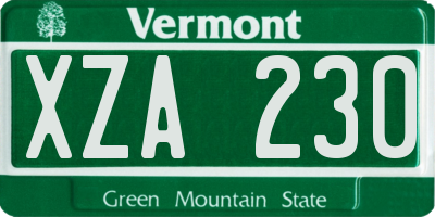 VT license plate XZA230