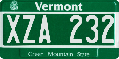VT license plate XZA232