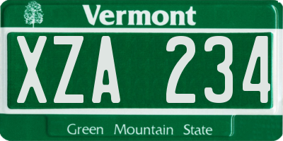 VT license plate XZA234