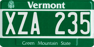 VT license plate XZA235