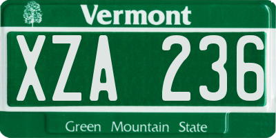 VT license plate XZA236
