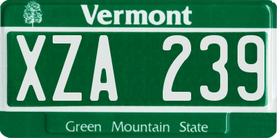 VT license plate XZA239