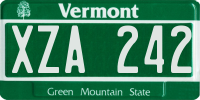 VT license plate XZA242