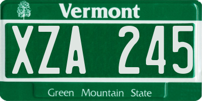 VT license plate XZA245