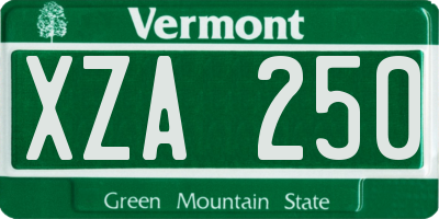VT license plate XZA250