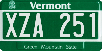 VT license plate XZA251