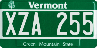 VT license plate XZA255