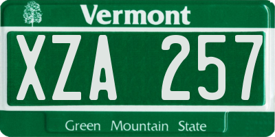 VT license plate XZA257
