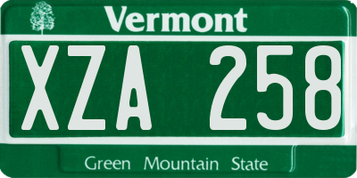 VT license plate XZA258