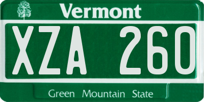 VT license plate XZA260