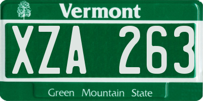 VT license plate XZA263