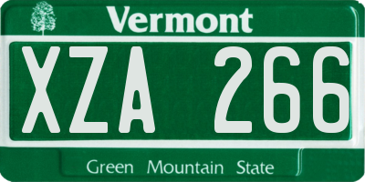 VT license plate XZA266