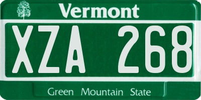 VT license plate XZA268