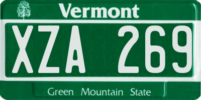 VT license plate XZA269