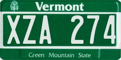 VT license plate XZA274