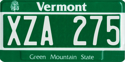 VT license plate XZA275