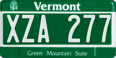 VT license plate XZA277