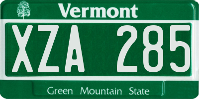 VT license plate XZA285