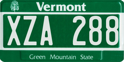 VT license plate XZA288