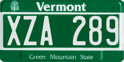 VT license plate XZA289
