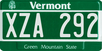 VT license plate XZA292