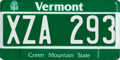 VT license plate XZA293