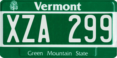 VT license plate XZA299