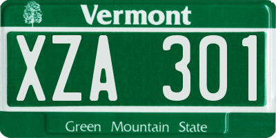 VT license plate XZA301