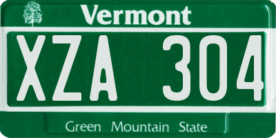 VT license plate XZA304