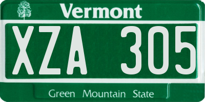 VT license plate XZA305