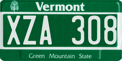 VT license plate XZA308
