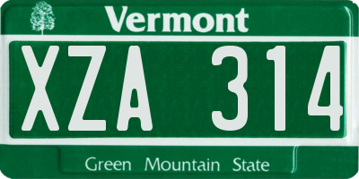 VT license plate XZA314