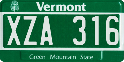 VT license plate XZA316